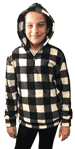 Youth 1/4 Zip Black and White Plaid Hoodie